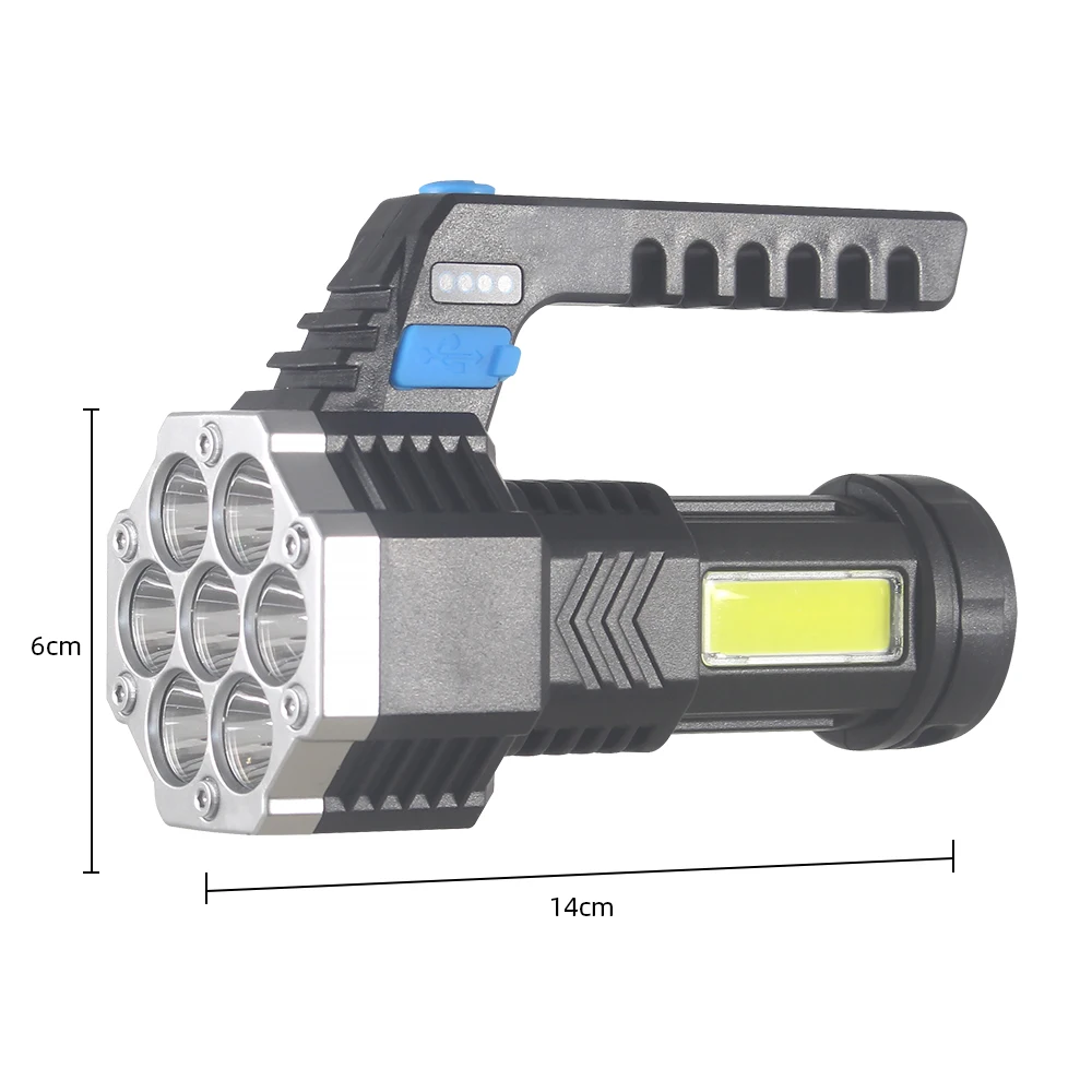 Rechargeable Flashlight USB Portable Lighting LED Lamp Hiking Torch EDC Camping Light COB Floodlight Waterproof Fishing