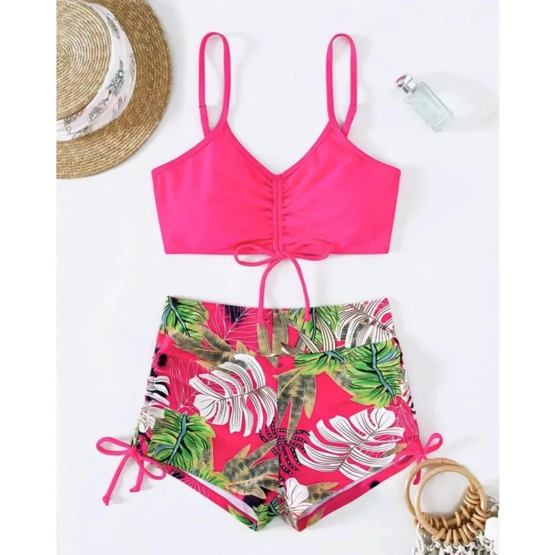 Yellow Separate Swimsuits Tankini Set Female Swimwear Sports Beach Swim Wear Two-Piece Bathing Suits Pool Women Swimming Suit