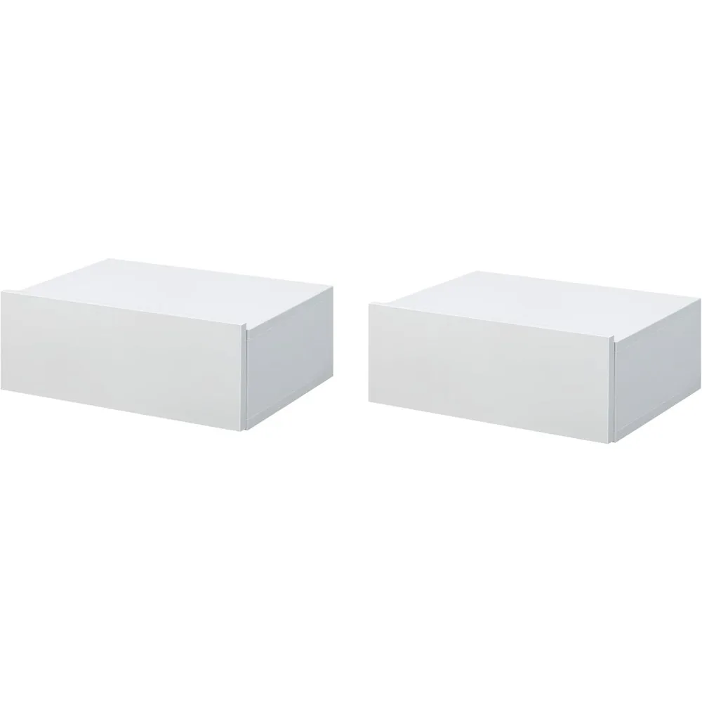 Ninguno Branco Un Juego De 2 Mesitas De Noche Flotantes Con 1 Cajón De Diseño Montado En La Pared, Estilo Dormitorio Moderno 40X30x15cm Blanco