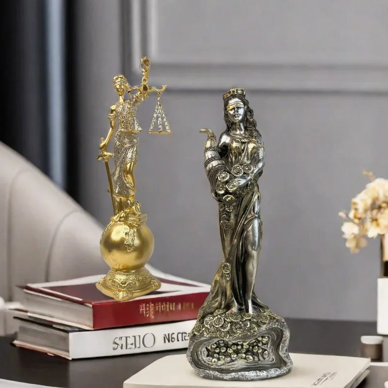 Modern Wealth Goddess Justice Goddess Statue Resin Crafts Decoration Home Office Feng Shui Figurines Desktop Miniature Ornament