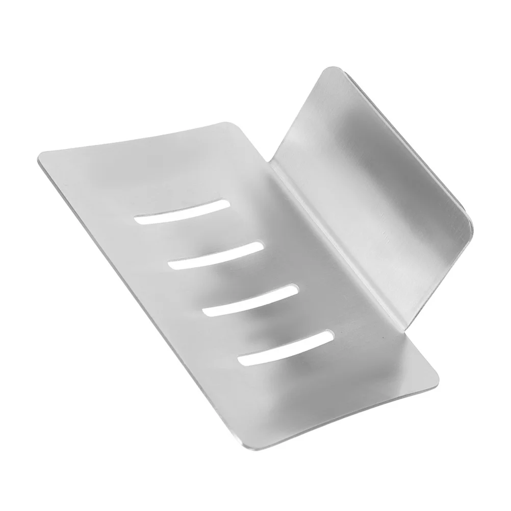 طبق الصابون اللاصق الفولاذ المقاوم للصدأ تصميم الصرف حامل الصابون للحمام دش حوض المطبخ منظم سطح المكتب عدم الانزلاق الصدأ #6