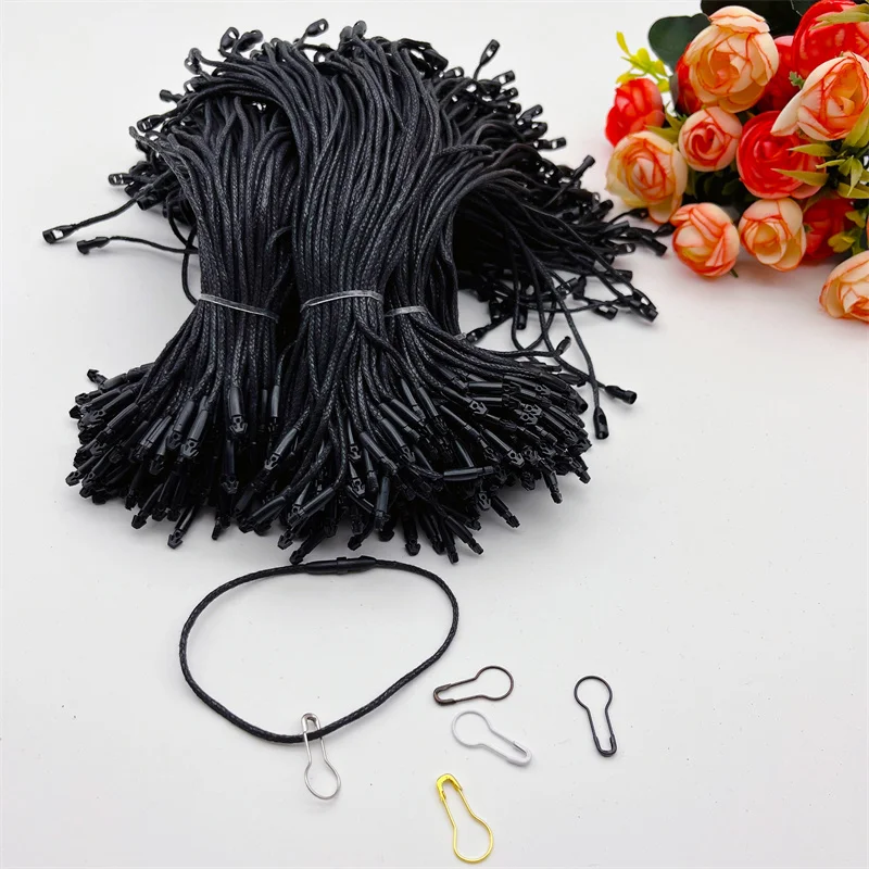 

1000Pcs Waterproof Size L Waxed Tag Rope Safety Pin For Shoes/Garment Price Tag Ropes DIY Label String Snap Lock Pin Fastenerss