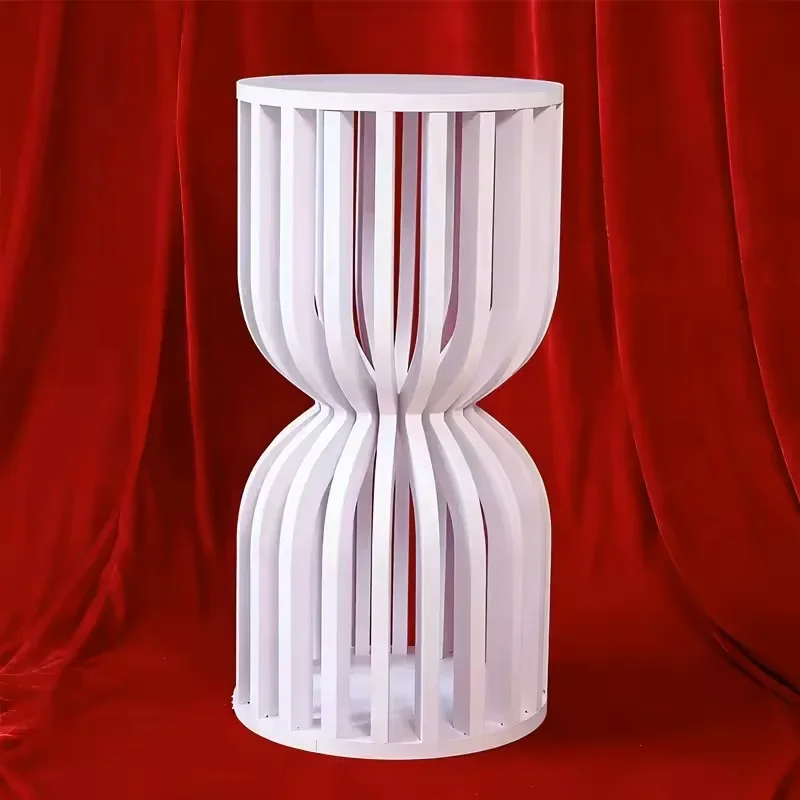 2026 Neu Moderner Weißer Geometrischer Blumenständer Römische Säule Hohle Desserttisch-Podeste T-Bühne Wegweiser-Hintergrund für Partys – Detail 7