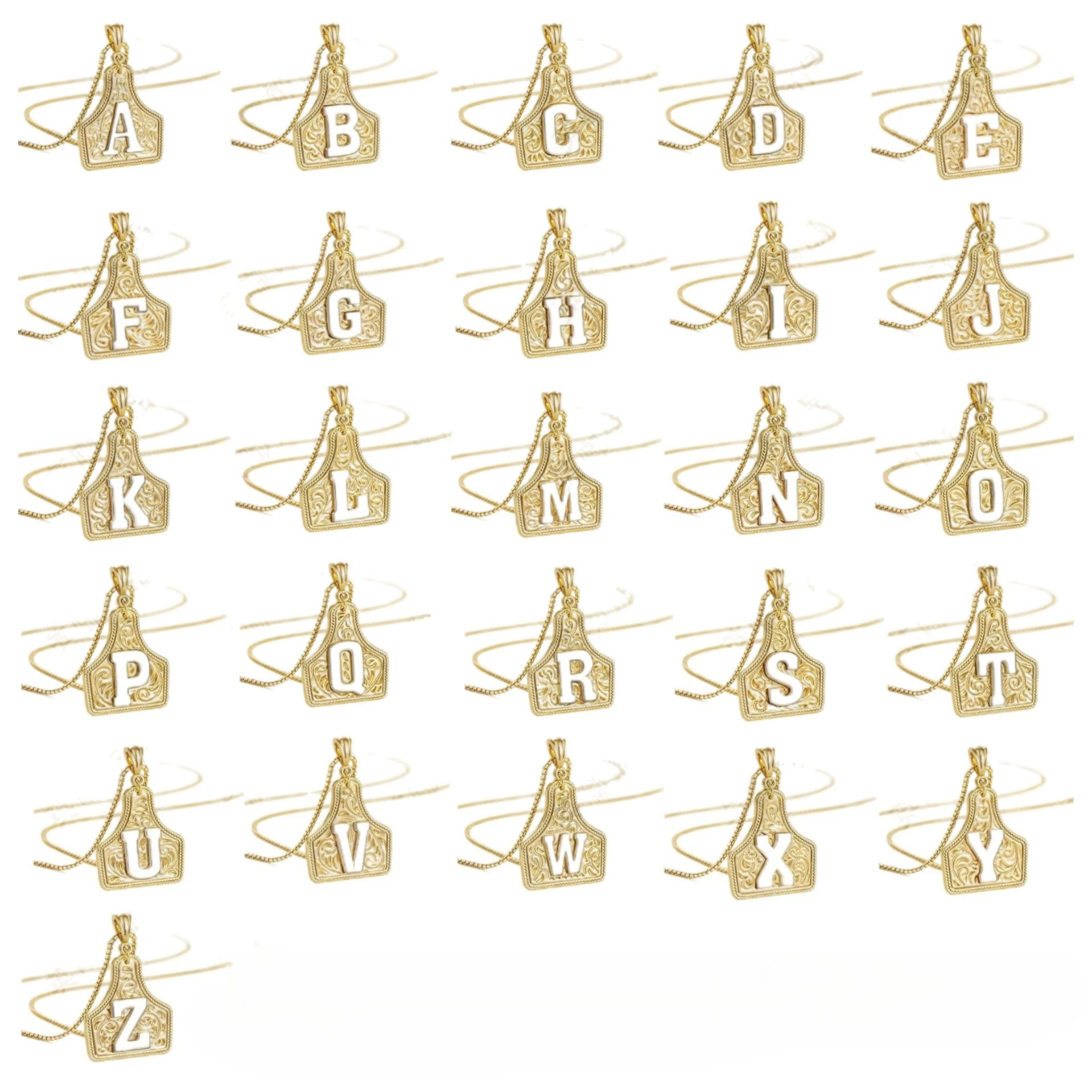 Vintage Goldene Initialen-Halskette, Buchstabe A Anhänger, Gravierter Charm, Zweifarbige Kette für Damen, Leichter Luxus-Schmuck, Geschenk – Detail 5