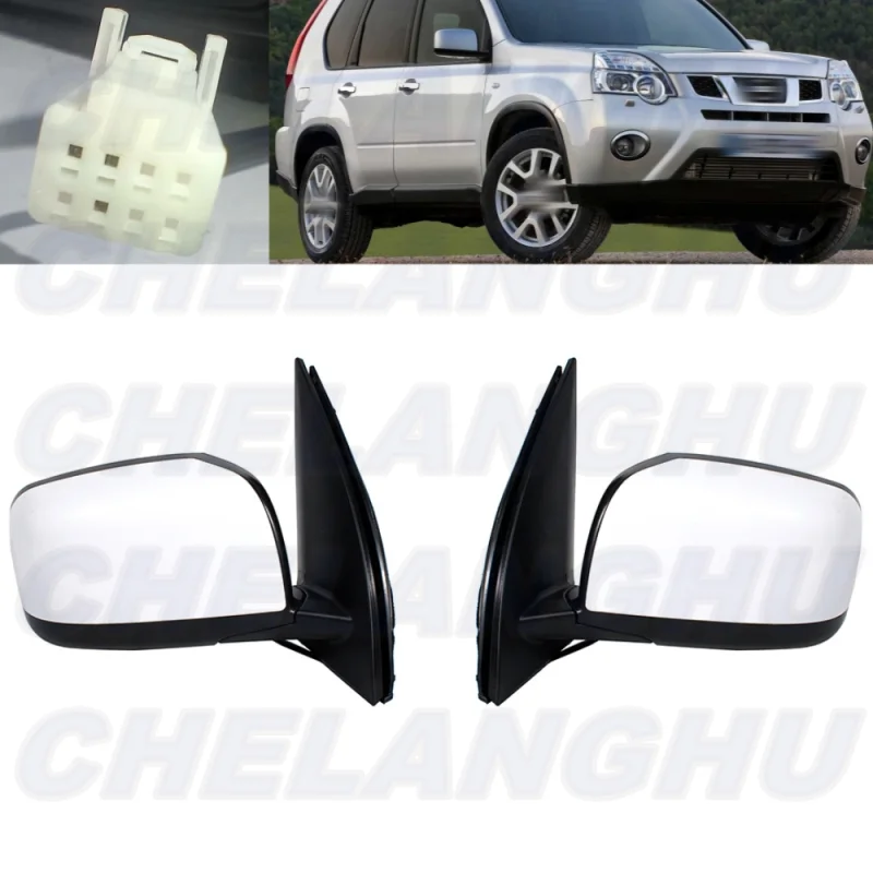 

For Nissan X-Trail T32 2008 2009 2010 2011 2012 2013 1 Pair 3 Pins White Paintable Power Adjust Mirror Assembly