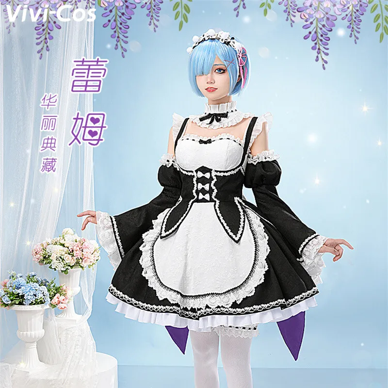 

Vivi-Cos Anime Re:Life In A Different World From Zero Rem Maid Dress Cosplay Cute Female Activity Party Role Play Suit S-XL