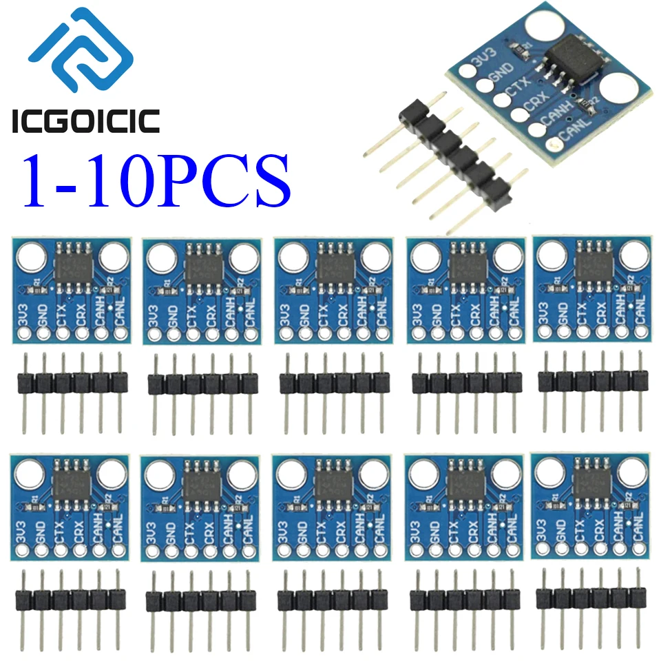 1-10pcs SN65HVD230 CAN Bus Transceiver Module – 3.3V, 1Mbps, for Arduino ESP32 STM32 CAN 2.0B