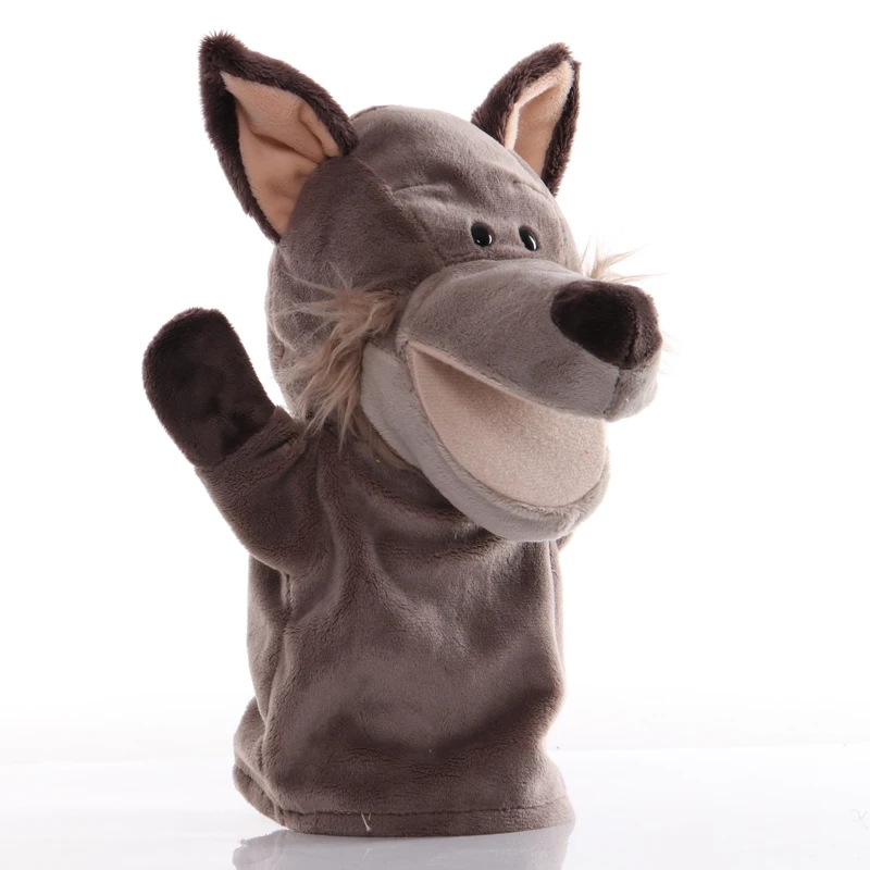 25cm Animal Hand Puppet Wolf Plush Toys Baby Educational Hand Puppets Cartoon Pretend Telling Story Doll Toy for Children Kids