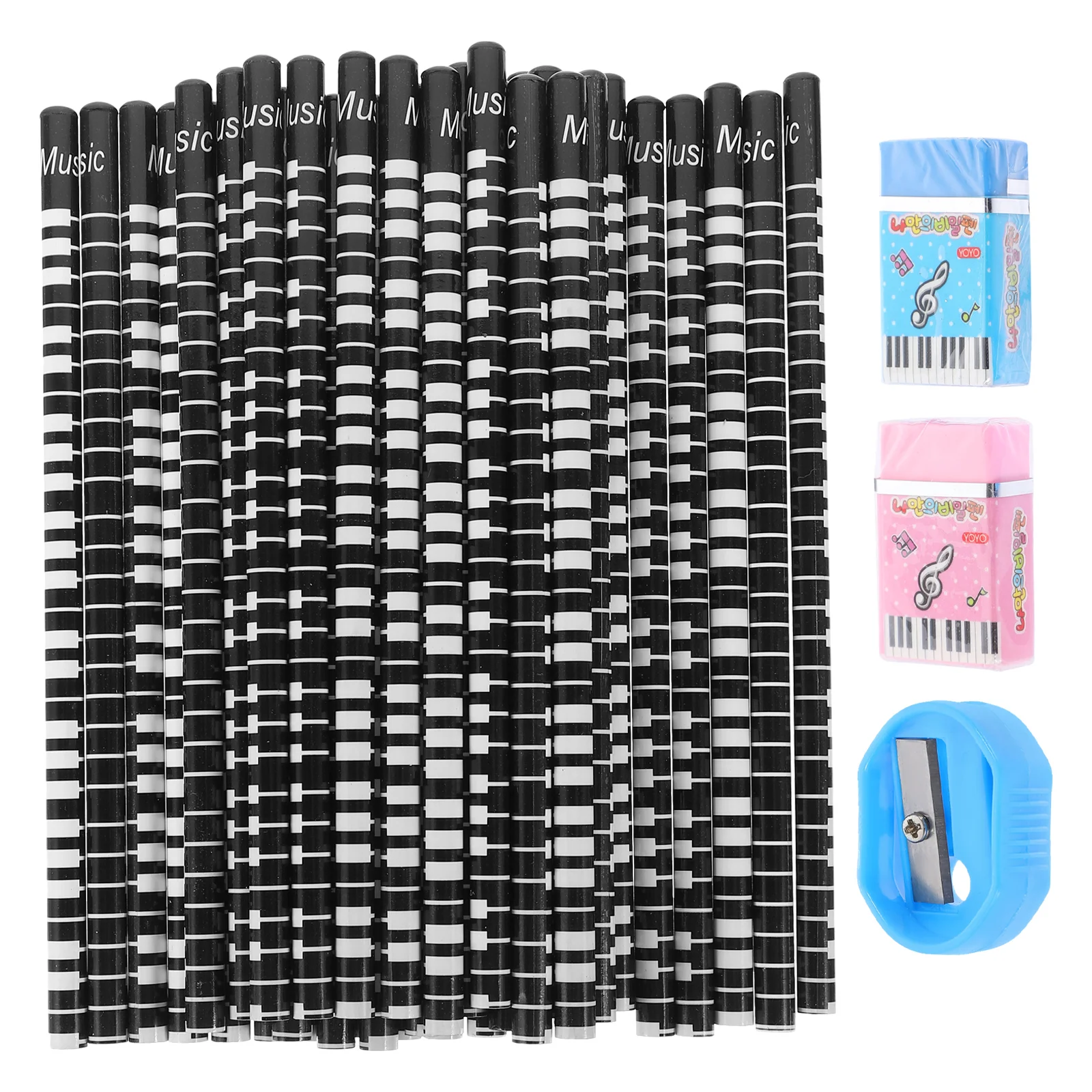 36 Pcs Piano Keyboard Pencils Primary School Students Music Prize Gift Musical Instrument Pieces (black) Wood Preschool