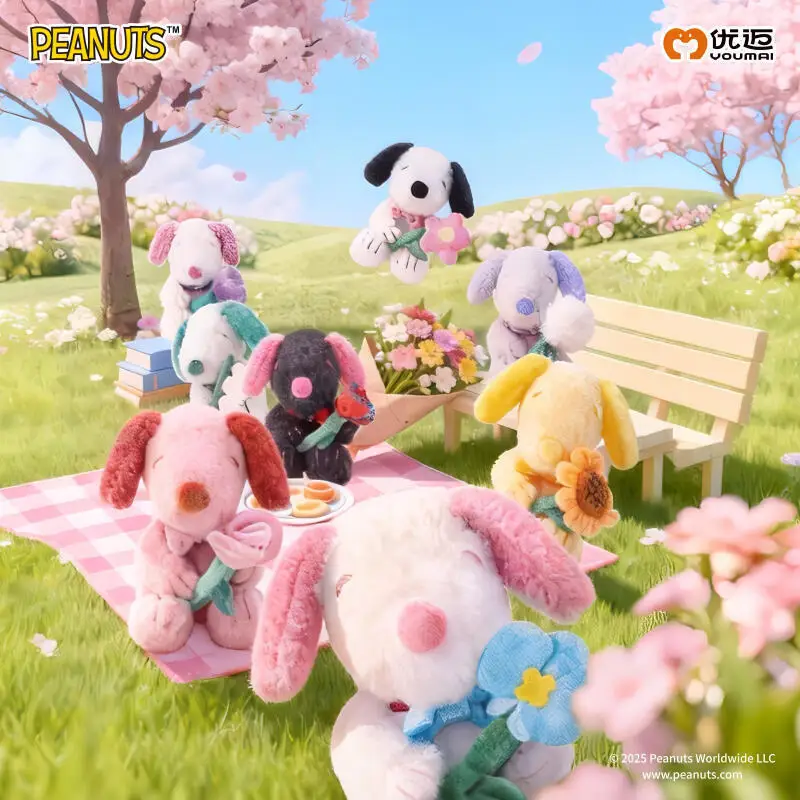 Youmai Snoopy Flower Gift Series Blind Box Peanuts Co-Branded Plush Pendant Cute Keychain Mystery Box for Bag Decoration Gift