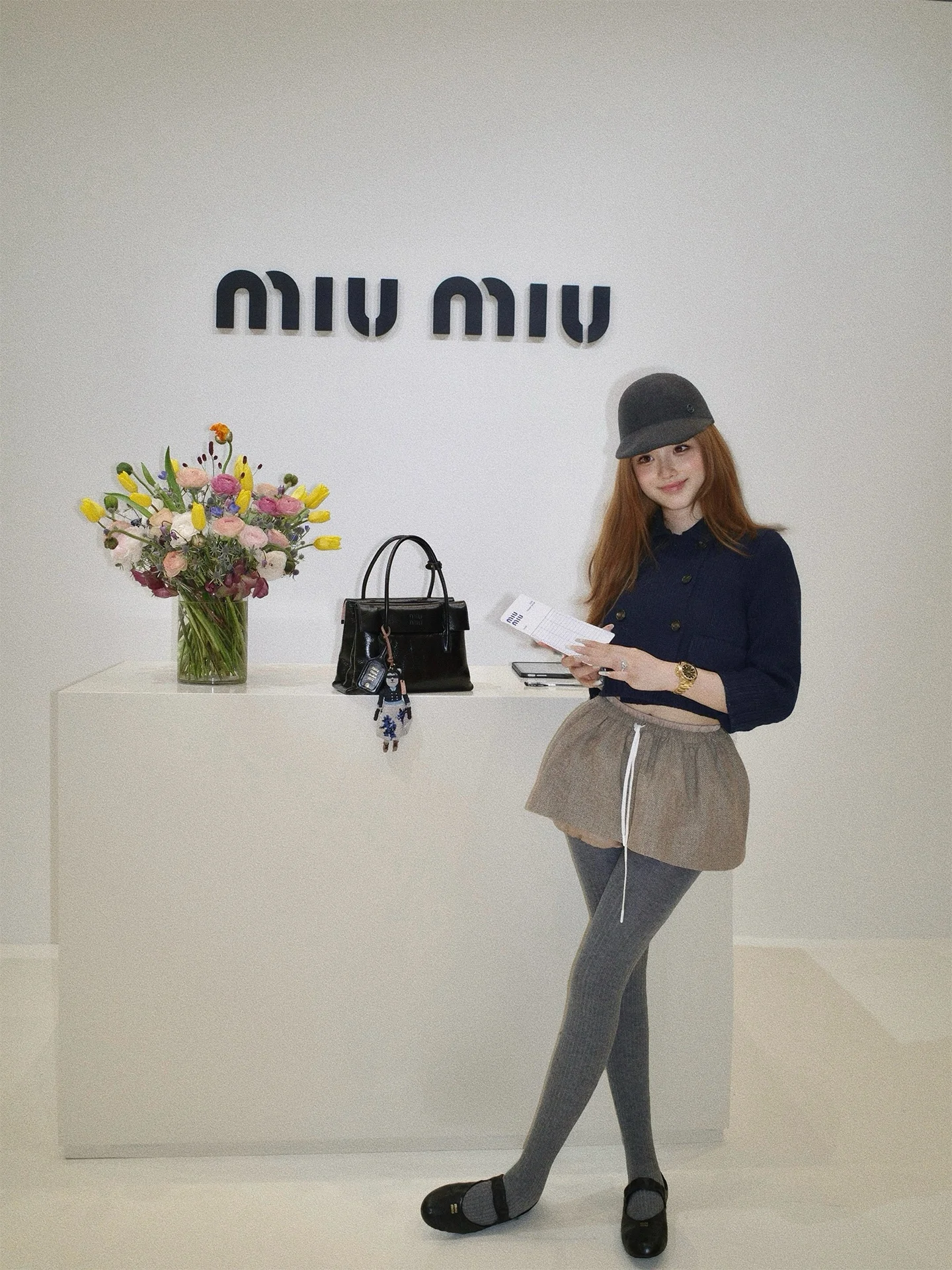 

DOGGYQIN Miu Двубортный короткий вязаный шерстяной кардиган с высоким плотным воротником, повседневный стиль, женская модная одежда для весны