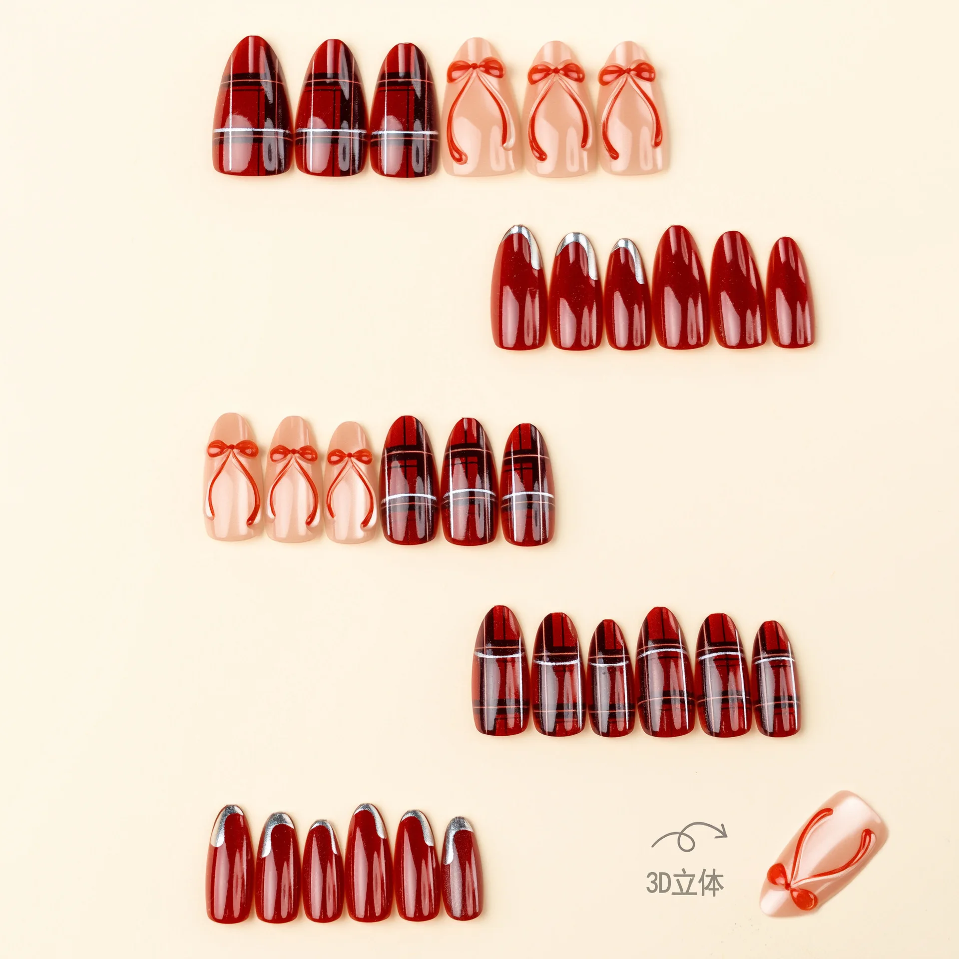24PCS Red 3D Bow Cat Eye False - Nail Art Valentine recension och pris