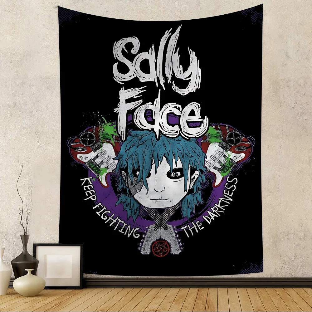 Game Sally Face Colorful Tapestry Wall Hanging Hippie Flower Wall Carpets Dorm Decor Japanese Tapestry