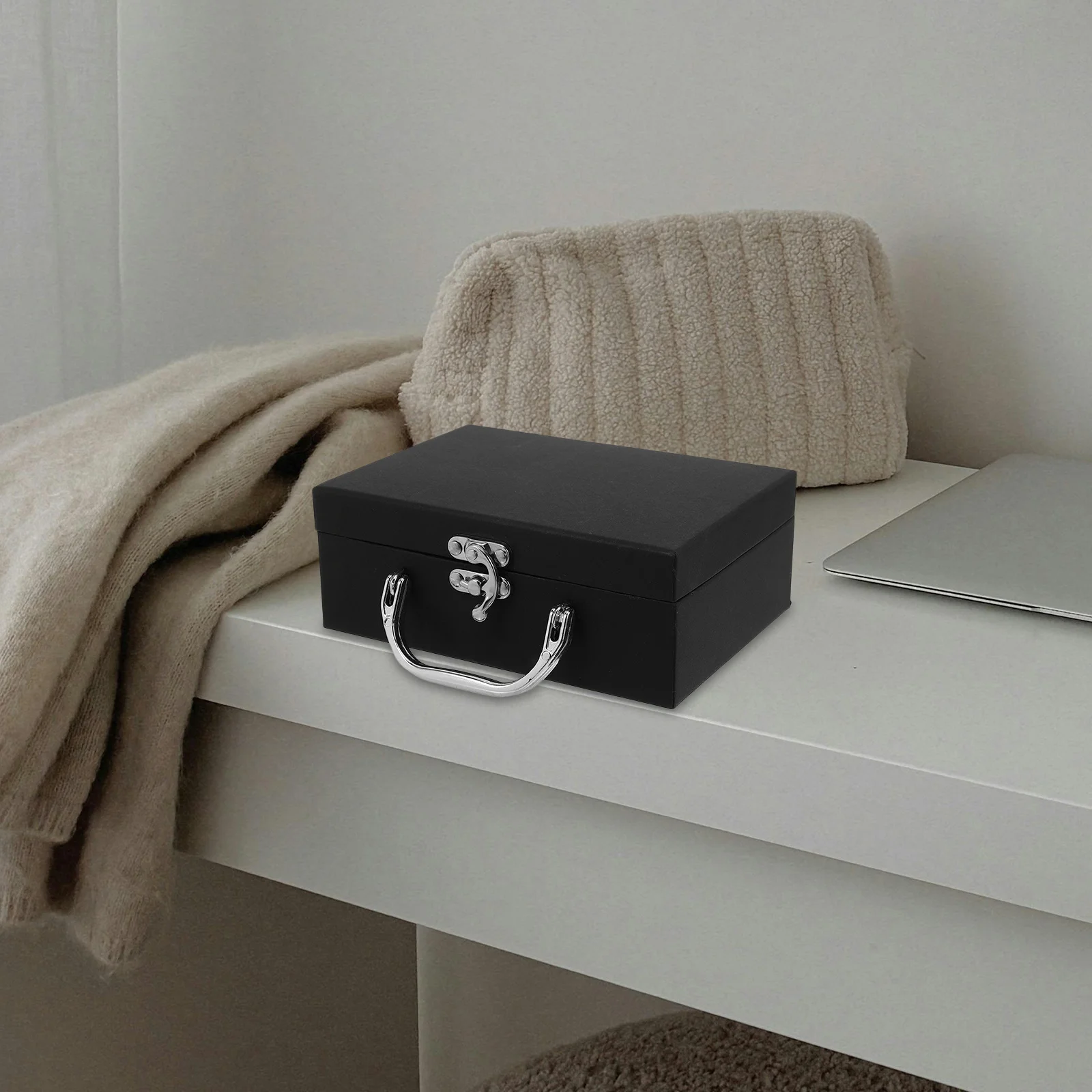 Caja de Almacenamiento de Papelería de Color Sólido, Engrosada, Tipo Maleta de Papel, Organizador de Escritorio Portátil, Caja de Almacenamiento de Papel Multiusos con