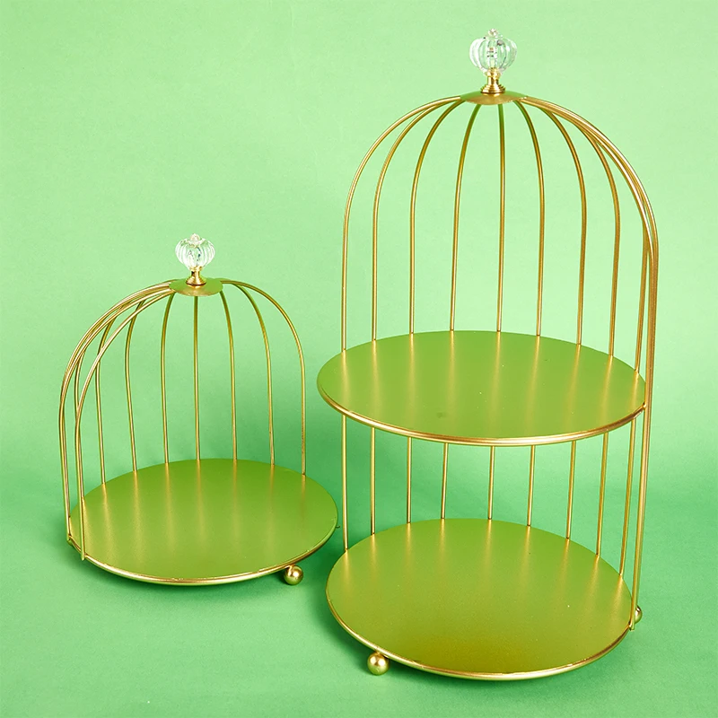 Estante de jaula de pájaros de estilo nórdico, estante de almacenamiento de cosméticos, estante de mesa de acabado, arte de hierro, 1PC
