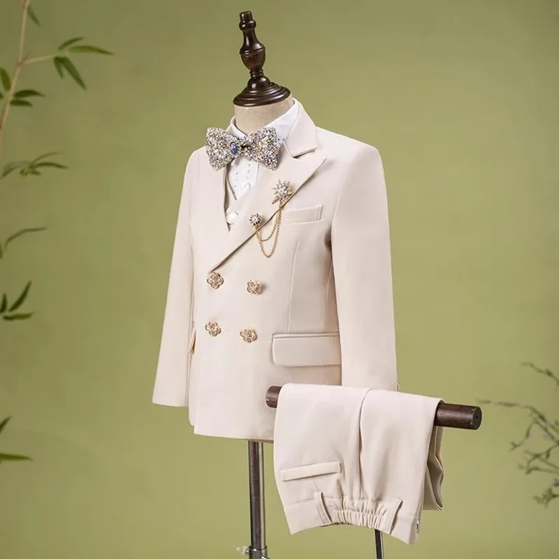 6PCS kinder Kostüm Sets Neue Handgemachte Blume Junge Host Klavier Leistung Blazer Traje De Niño Para Boda Jungen anzüge A4434 – Detail 6