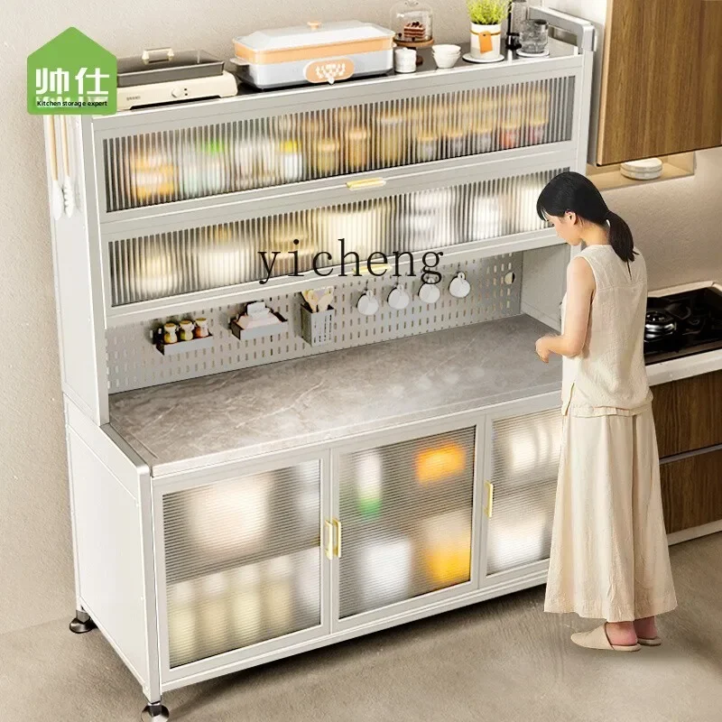 ZWS. Kitchen Shelves Rock Slabs Edge Storage Floor to Floor Multi-layer Oven Microwave Cupboards