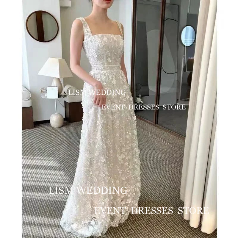 LISM Square Collar Ivory Sweet Beauty Bride Wedding Party Dress Strapless Korea 드레스 Photography Wedding Dresses for Women 2024