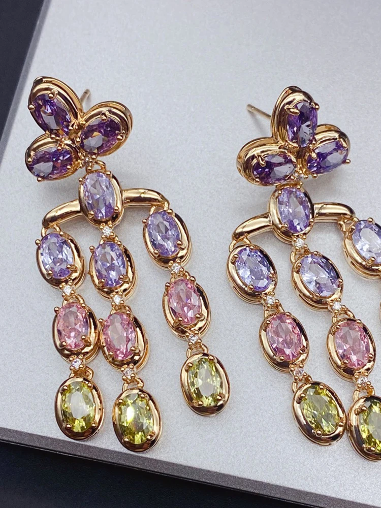 Fashion Luxlury Tassel Earing Zircon Inlay Sparkling For Women Earring