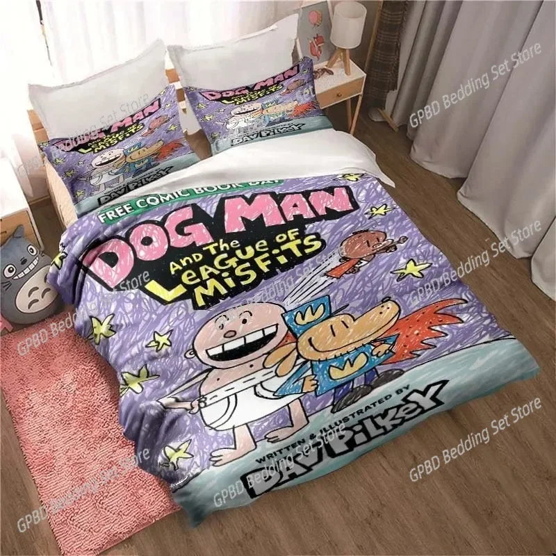 

DOG MAN Cute Cartoon Pattern Comfortable Duvet Quilt Cover Pillowcase Bedding Set Children Bedroom Decoration Home Textile