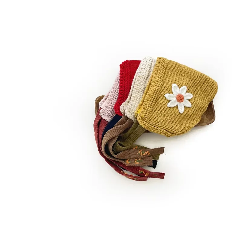 Gestrickte Wollpullovermütze für Babys mit Blume, warme Strickmütze für 1–3 Jahre alte Neugeborene, Herbst- und Winterkleidung