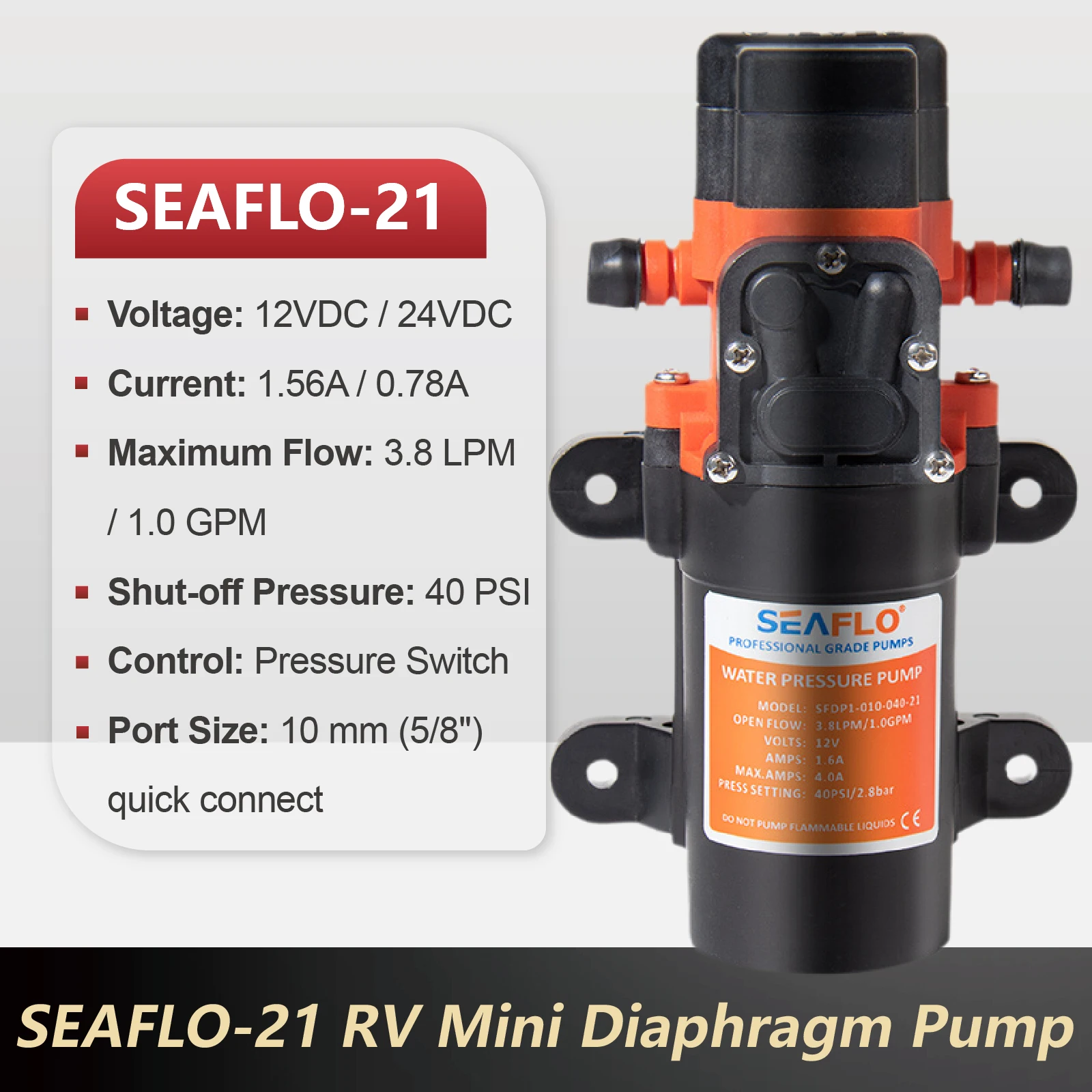 

Portable 35PSI 12V Marine Water Pump Diaphragm Self-priming Pump Boat Accessories Shower Toilet Pumping Motor Home