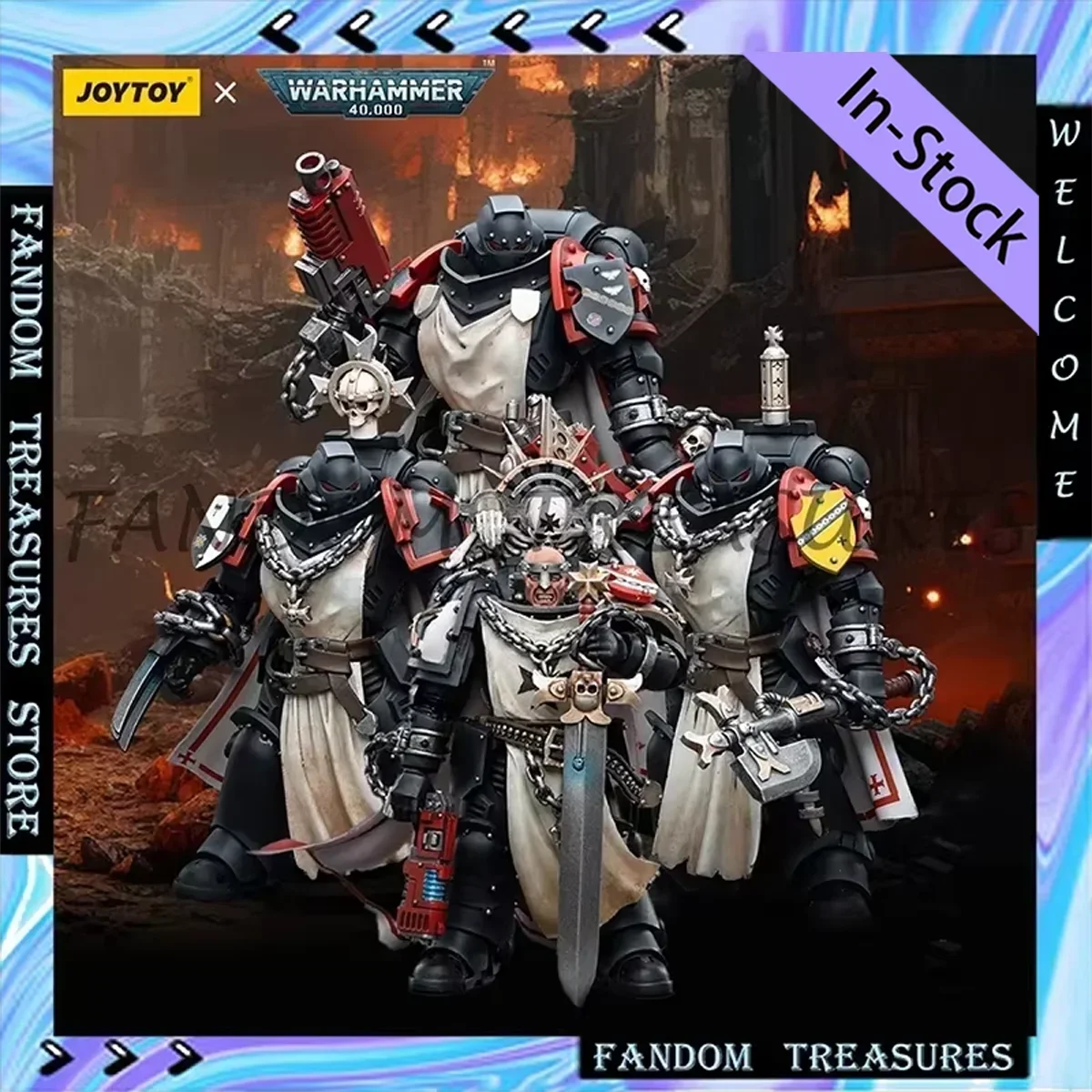 JOYTOY Anime Figurine Warhammer 40K 1/18 Gk Model Black Templar Primaris Sword Brethren Marshal Action Figure Collectible Toys