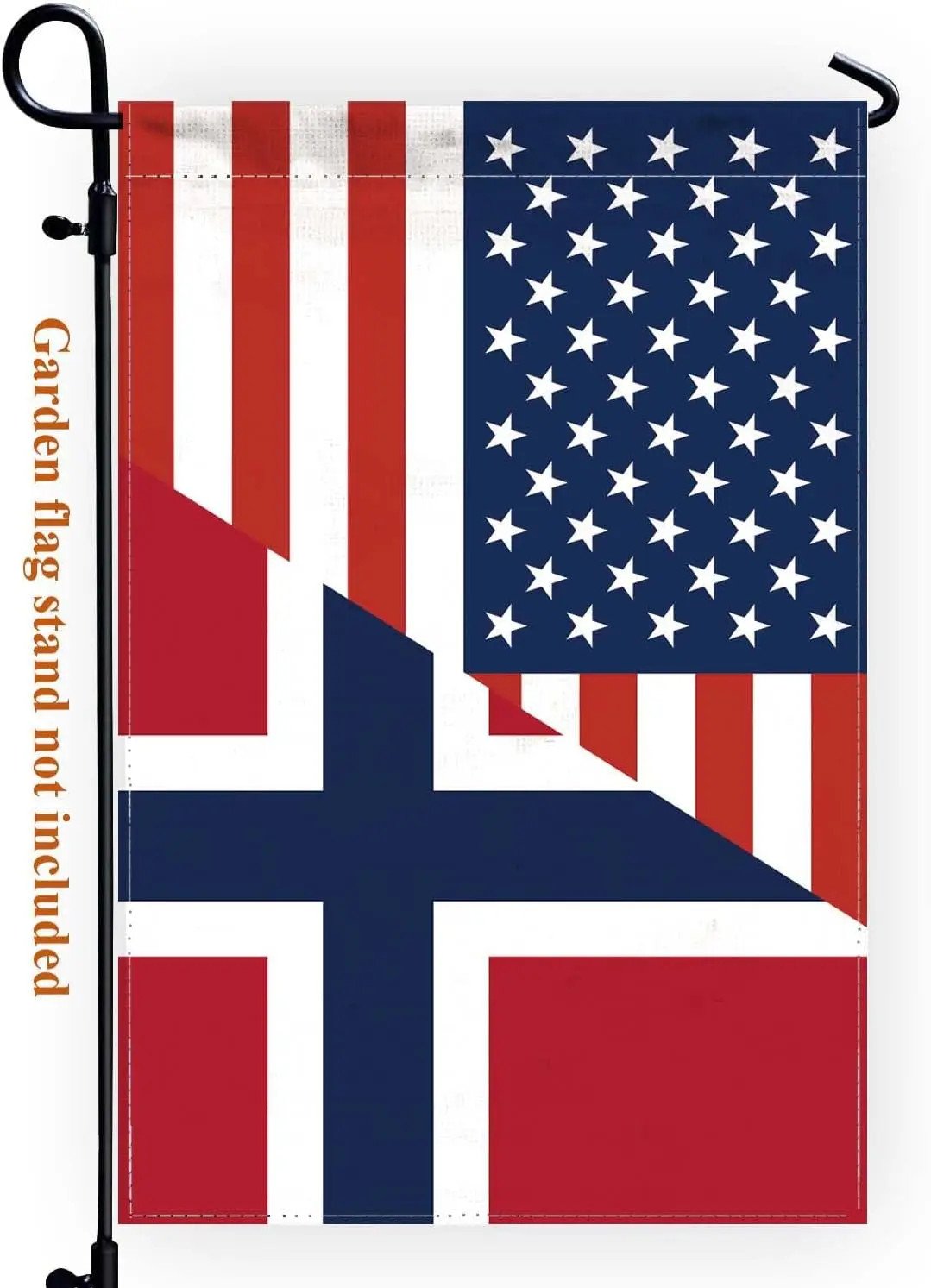 Norway USA Friendship Garden Flag,12x18 in Heavy Duty Norwegian American Combo Outdoor Banner for Patio Yard with Double Side