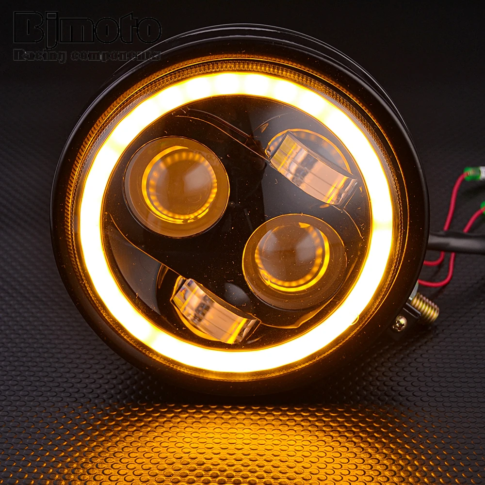 5/5.75/7/7.5 Inch LED Headlight Hi/Lo Beam For Harley Sportster 1200 883 bobbers Touring Scrambler Headlamp Cafe racer view 4