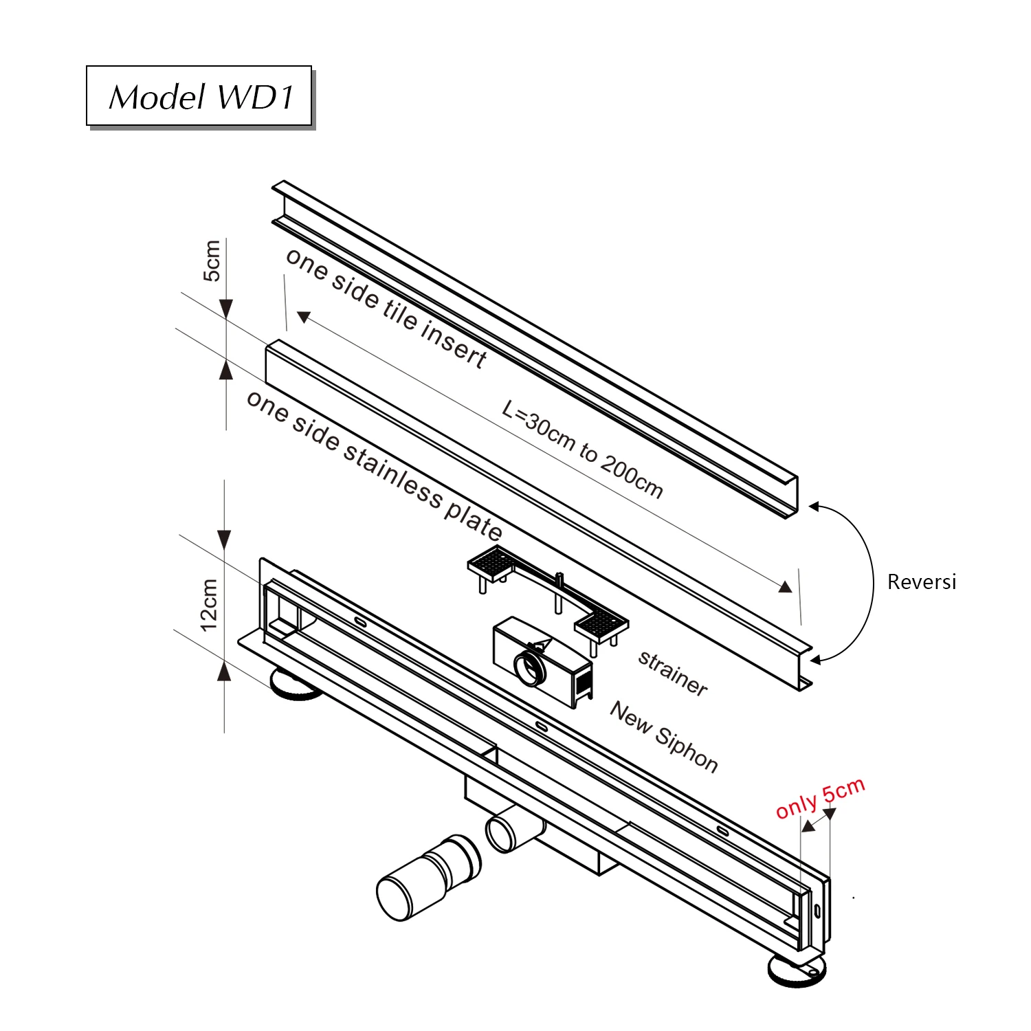 New Design Invisible Grate Linear Shower Drain Bathroom Embedded Wall Drain Floor with Best Services