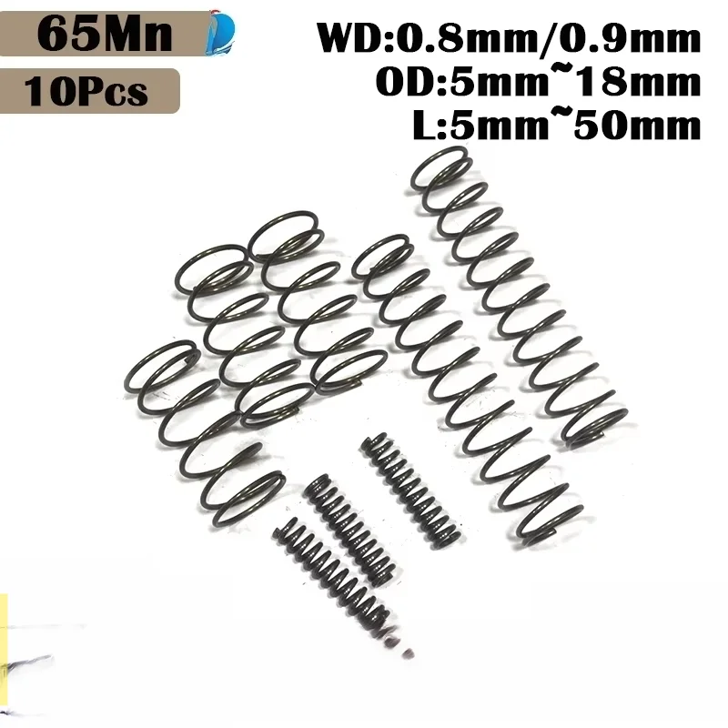 Weiyi 10pcs Spring Steel Compression Springs 65mn Material Y-type Rotor Return Design Diameter 0.8mm 0.9mm For Strong Resilience