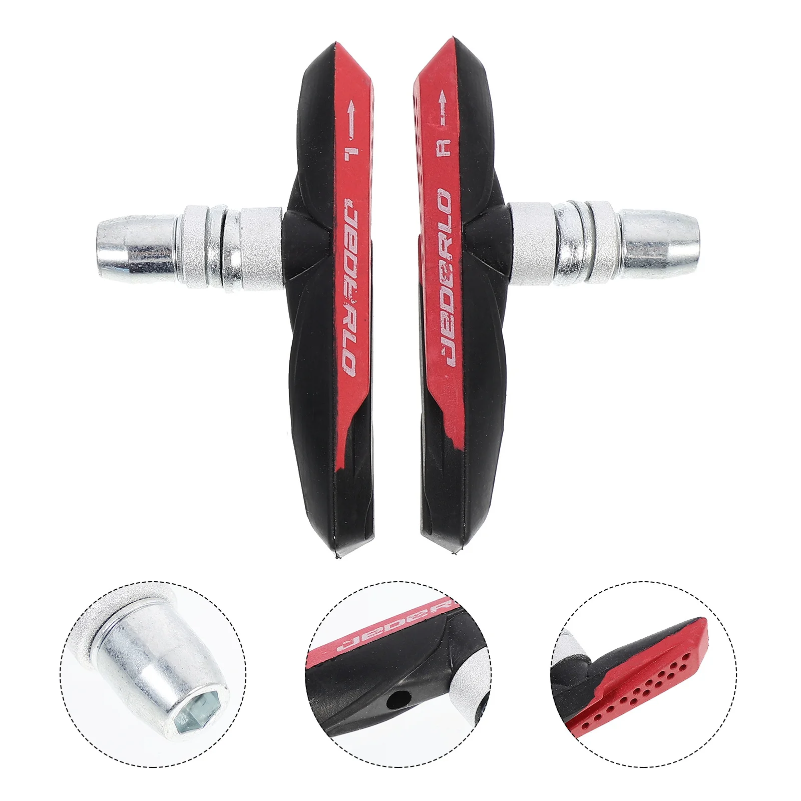 

1Pair Bike Brake Pads Rubber Durable Wear Resistant Silent Cycling Brake Blocks with Wide Contact Area Easy Installation