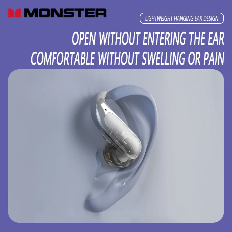 توفر سماعات الرأس بلوتوث المفتوحة MONSTER D01 جودة صوت HIFI وتقليل ضوضاء المكالمات ENC وعمر بطارية طويل الأمد لمدة 25 ساعة