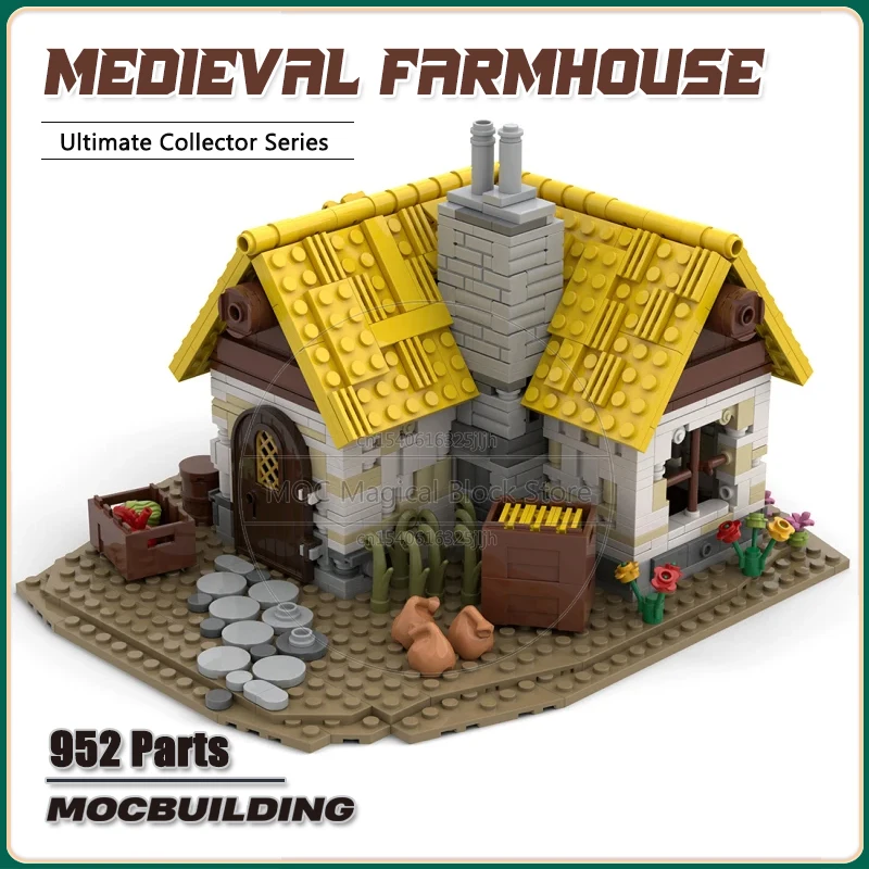 Middeleeuwse boerderij MOC bouwsteen kasteel modulairheid DIY assemblagemodel technologie bakstenen collectie modelkits speelgoedgeschenken