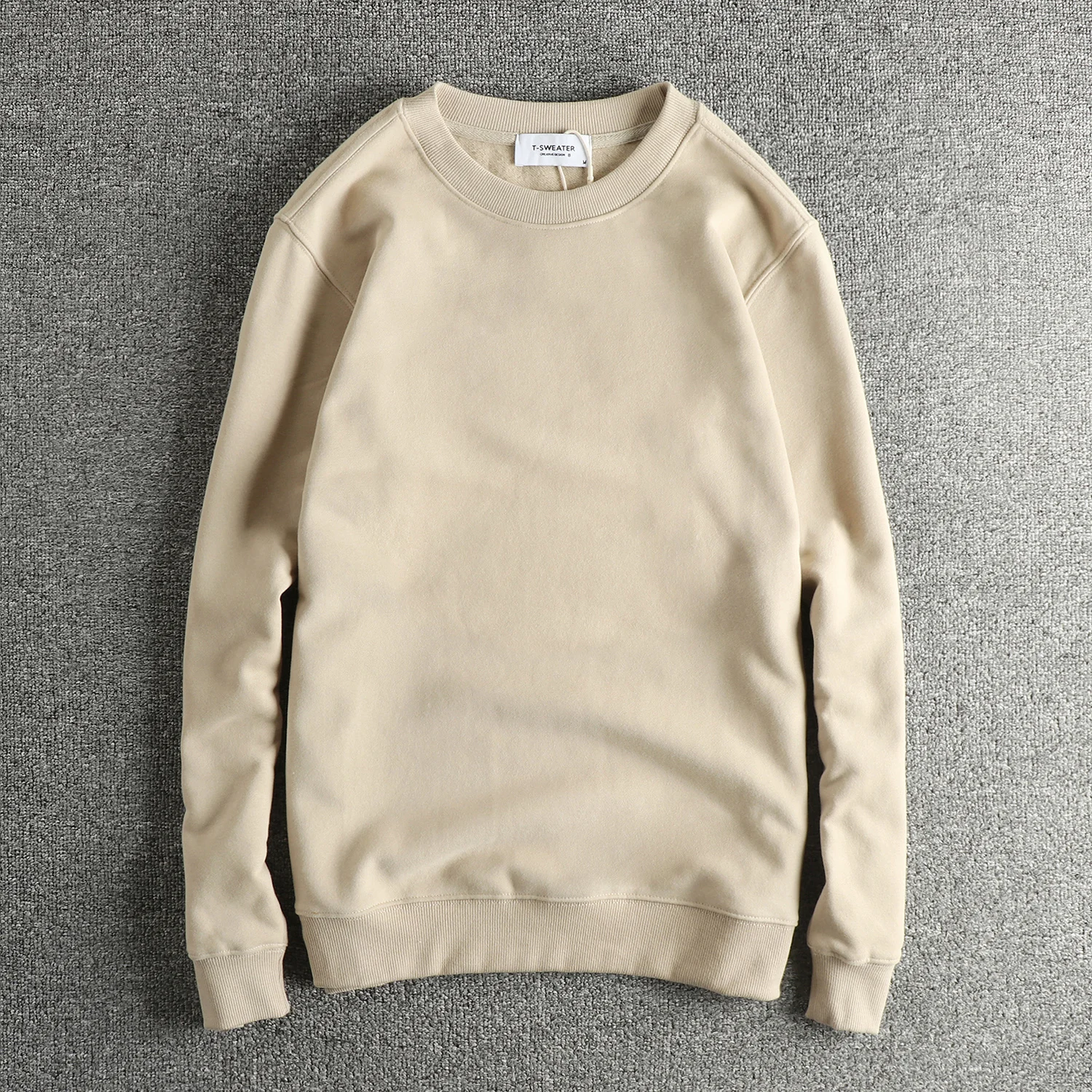 

Тяжелая махровая утолщенная ткань, однотонный однотонный мужской пуловер в американском стиле ретро на осень и зиму