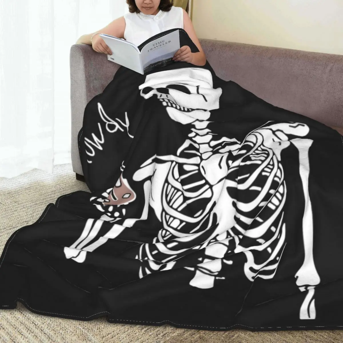 

Soft Durable Blanket Airplane Travel Howdy Skull Skeleton Throw Blanket Drink Funny Flannel Bedspread Bedroom Sofa Bed Cover