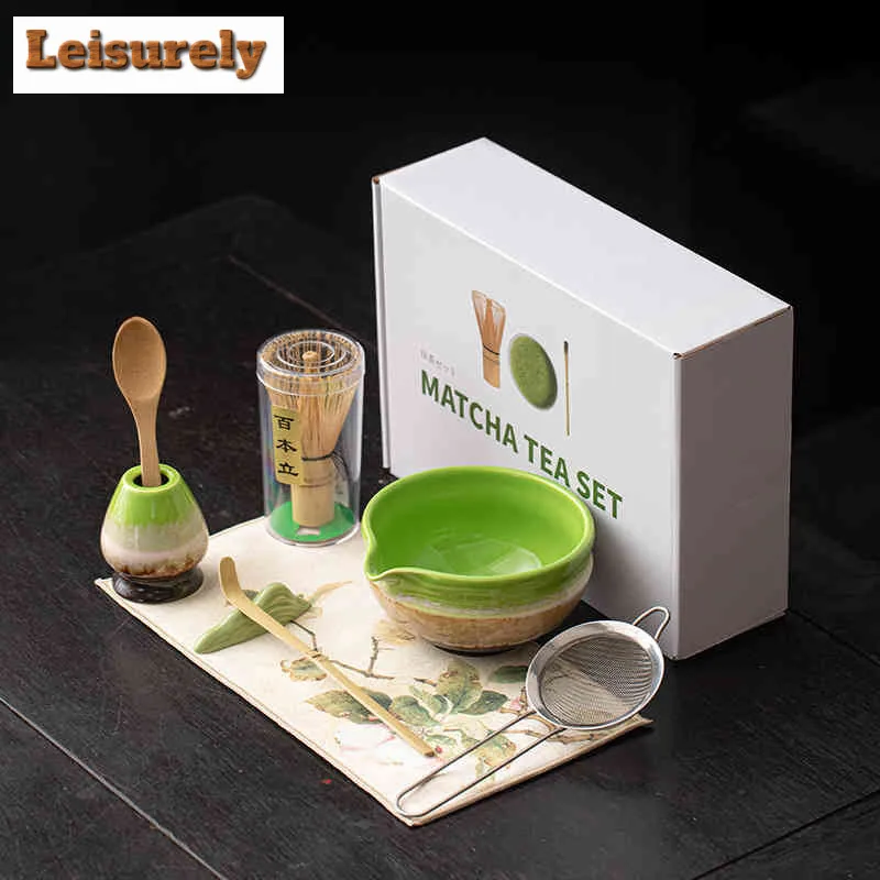 

8pc/set Kiln Change Green Matcha Set Matcha Kit With Matcha Bowl Matcha Whisk And Holder Matcha Tea Set Gifts Latte Matcha Lover