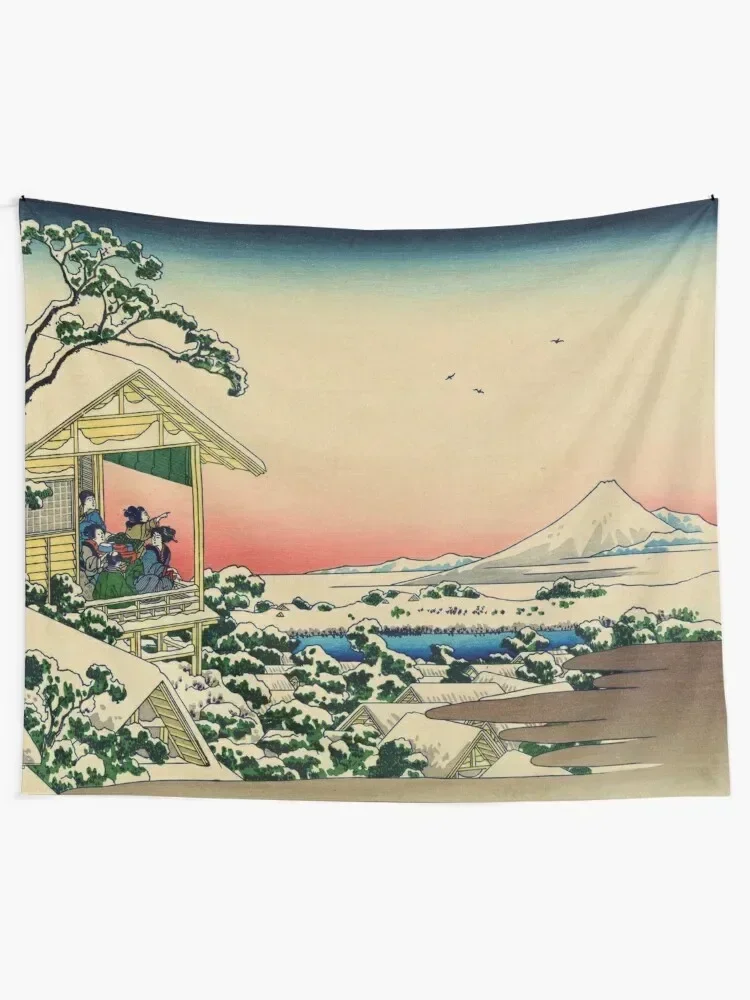 Teahouse at Koishikawa the morning after a snowfall (Restored Japanese Artwork) Tapestry Room Design Nordic Home Decor Tapestry