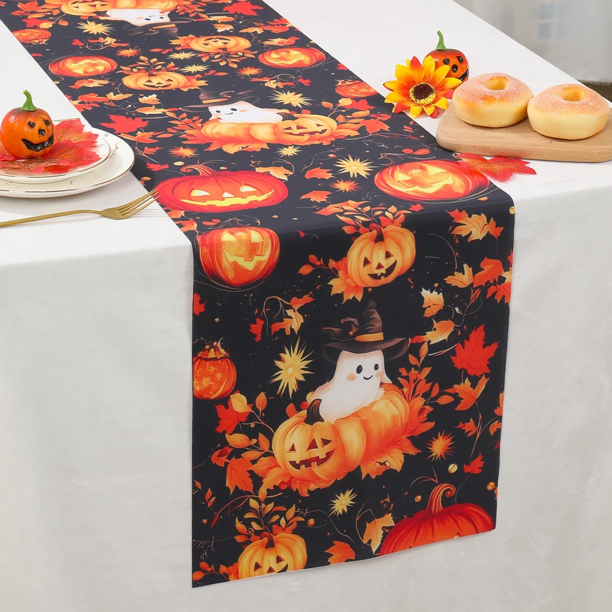 아이들을 위한 할로윈 유령 호박 테이블 러너, 할로윈 추수감사절 파티 선물 테이블 러너, 트릭 오어 트리트 파티 용품