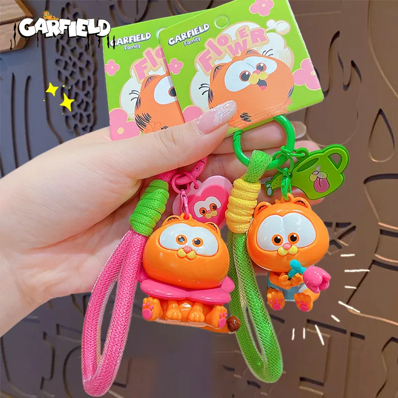 Kawaii Garfield Cartoon Cat Doll Key Chain Bag Lobster Buckle Pendant Exquisite Jewelry Cute Holiday Gifts for Boys and Girls