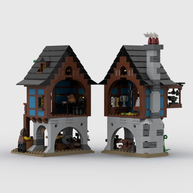 MOC building blocks Toy Blacksmith Model of Medieval Alley 658pcs Creative holiday gift for all architecture lovers