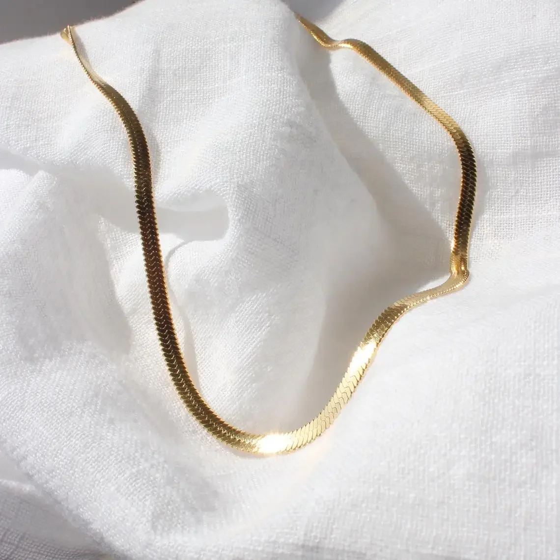 Women's Stainless Steel Golden Color Snake Chain Necklace  European and American Fashion Minimalist Style Jewelry Gift Wholesale image 4