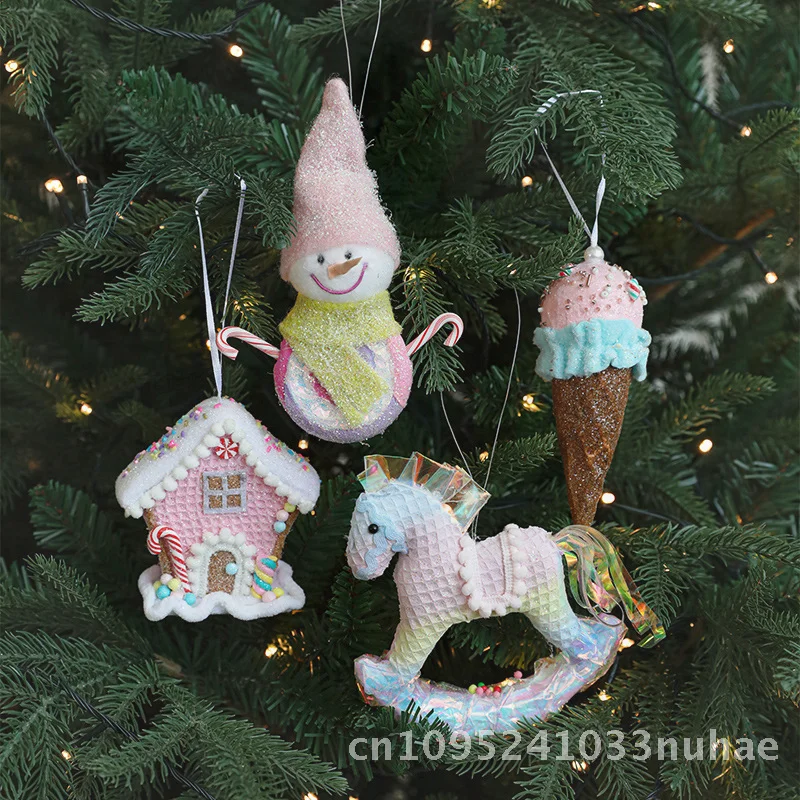 

Pink Christmas Ice Cream Cone Pendant Cartoon Snowman Hanging Ornament Sweet Cone Prop Field Arrangement Korean Style Party