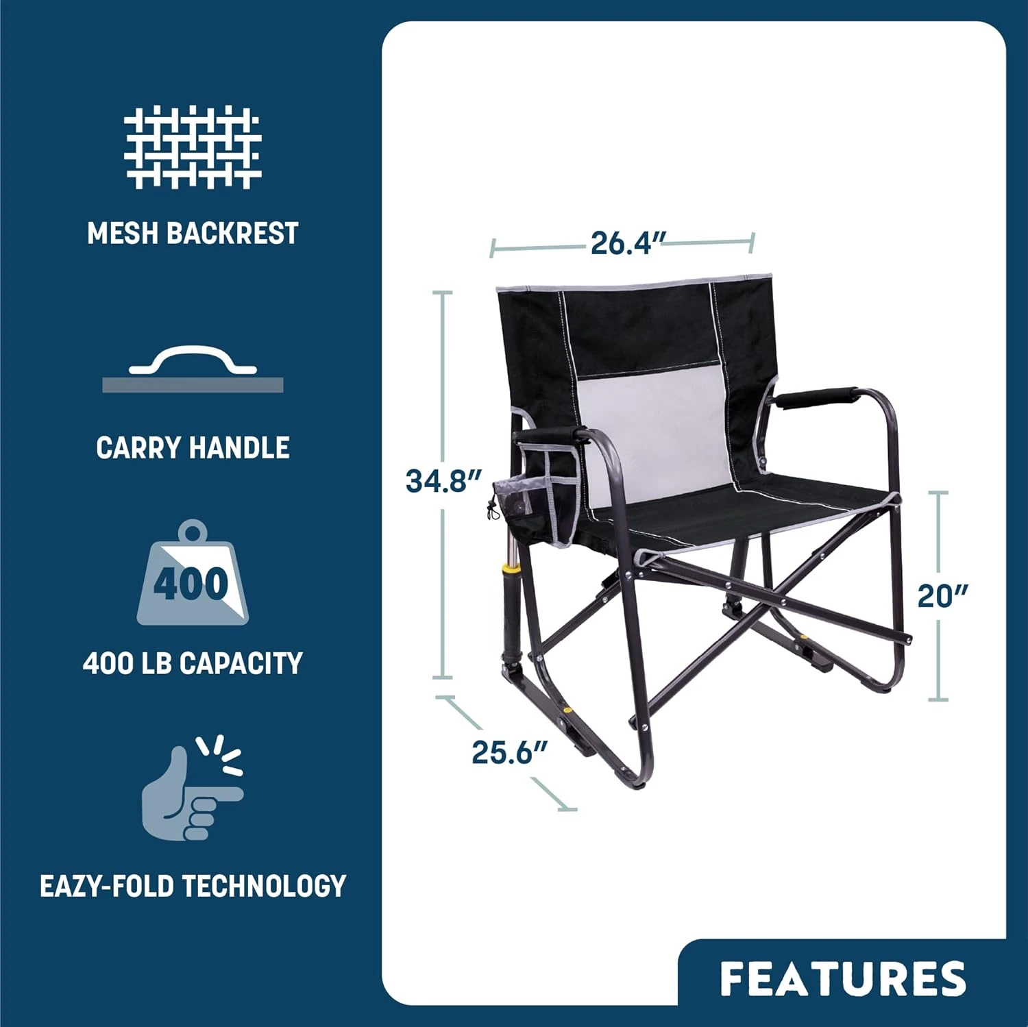 Freestyle Rocker XL Portable Folding Rocking Chair and Outdoor Camping Chair