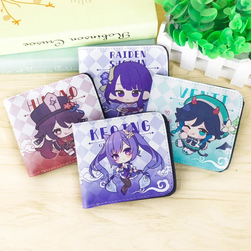 

GS Impact Game Cos Zhongli Xiao Beelzebul Ganyu Keqing Hutao и т. д. Аниме мультфильм Q Edition милый короткий кошелек из искусственной кожи в подарок