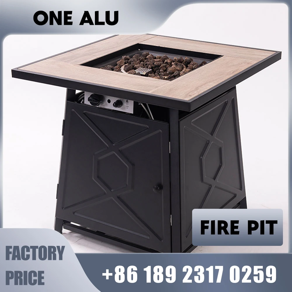 Outdoor Propane Gas Fire Pit Table Patio Heater Patio Heater Square Gas Fireplace Outdoor Garden with Lava Rocks for Garden