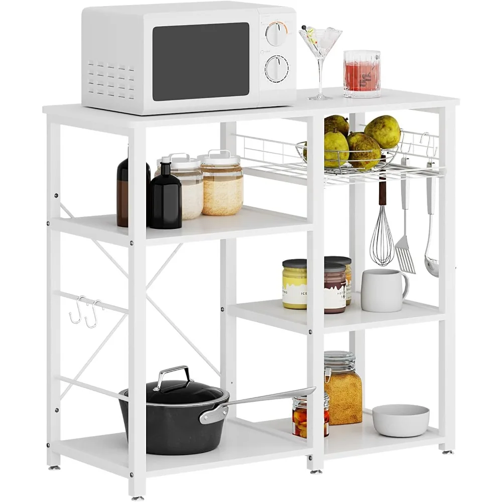 

3-Tier Kitchen Baker's Rack Utility Microwave Oven Stand Storage Cart Workstation Shelf, White