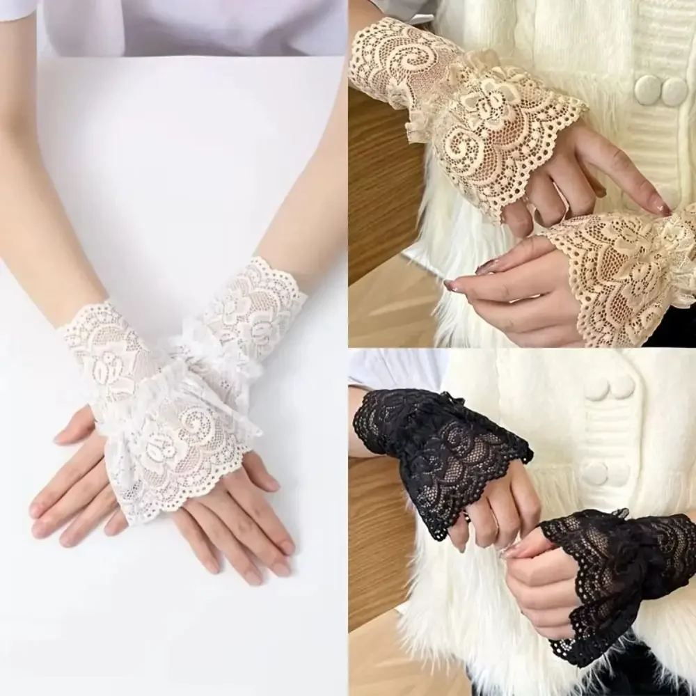 

1pc Mesh Lace Fake Sleeve Wrist Cuffs for Daily Wear Lolita Matching Dress Decor Fashion Sun Protection Sweet Styling