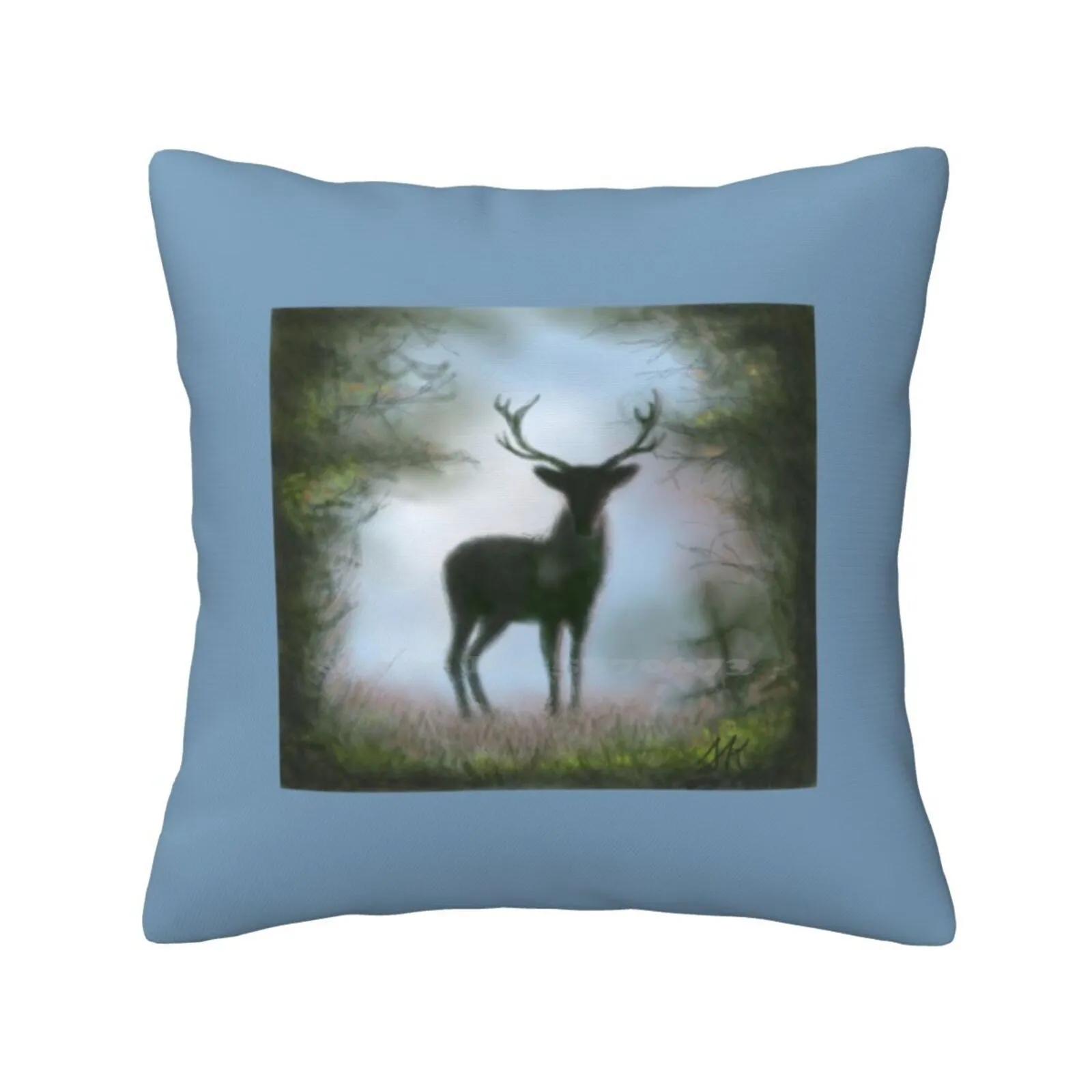 Deer In The Twilight Pillow Cover Hug Pillowcase Deer Forest Animals Wild Antler Hunting Motifs Woods Forest Dwellers Mystical