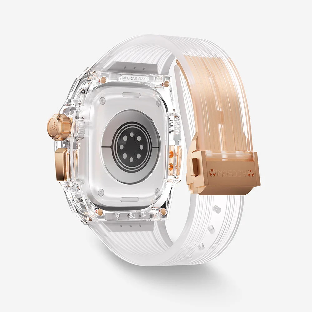 Luxury Modification Kit for Apple Watch Ultra 2 49mm Transparent Case for iWatch Ultra 49 MM Rubber Band Mod Kit